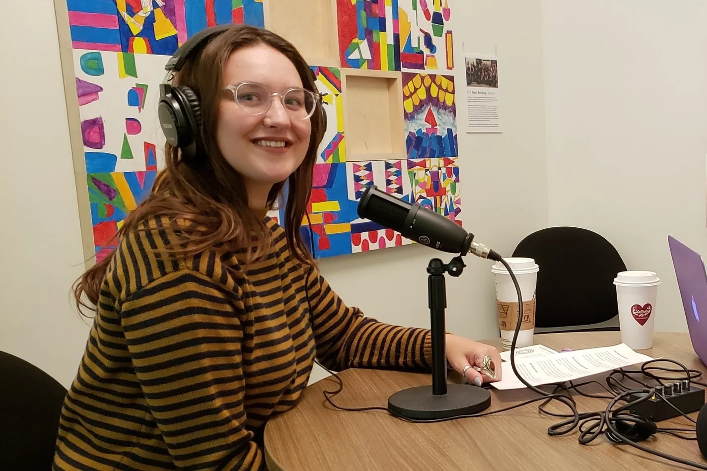 Kenzie Dutka of JobJar speaks with Alberta Podcast Network president Karen Unland at the ATB Entrepreneur Centre in Calgary on Sept. 12, 2018.
